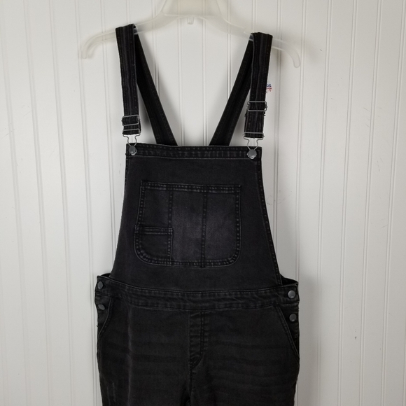 Massimo Womens Black Denim Overalls Size Medium Distressed Skinny Leg Stretch - Picture 3 of 13